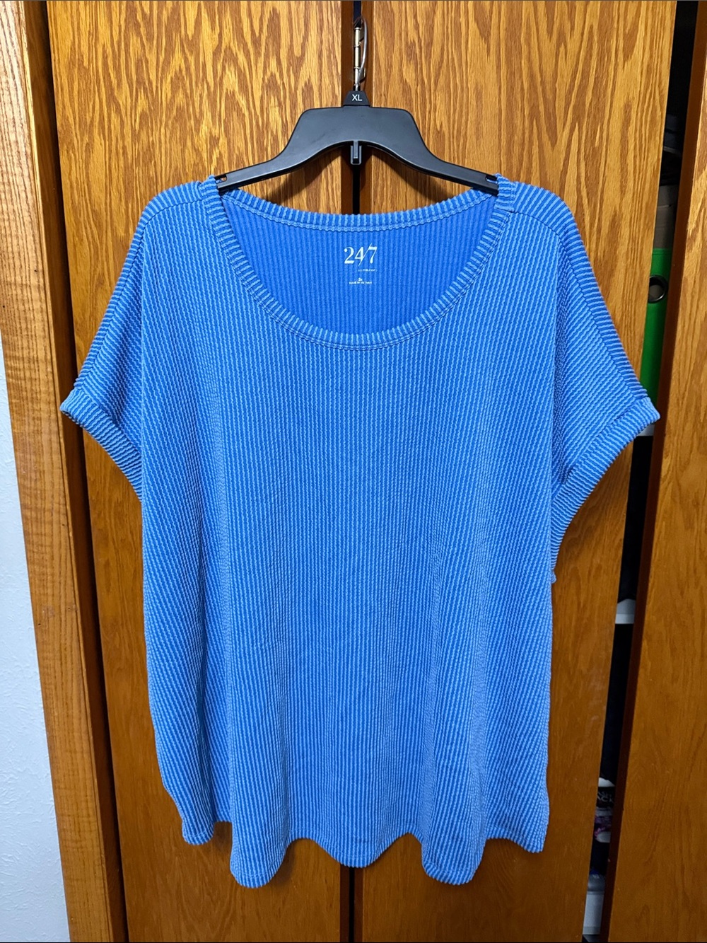 Maurice’s 24/7 Women's Bright Blue Ribbed Short Sleeve Tee